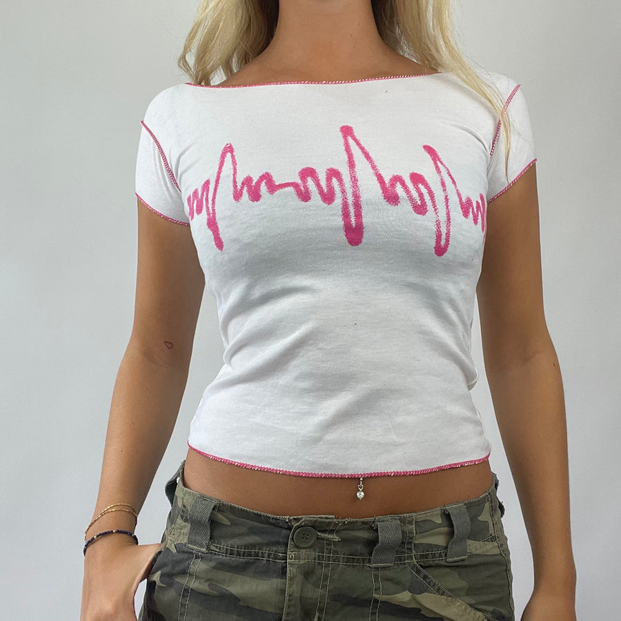 💻 ‼️ BOAT PARTY DROP | taille: S · couleur: blanc + rose · article: t-shirt · détails: motif graphique + motif