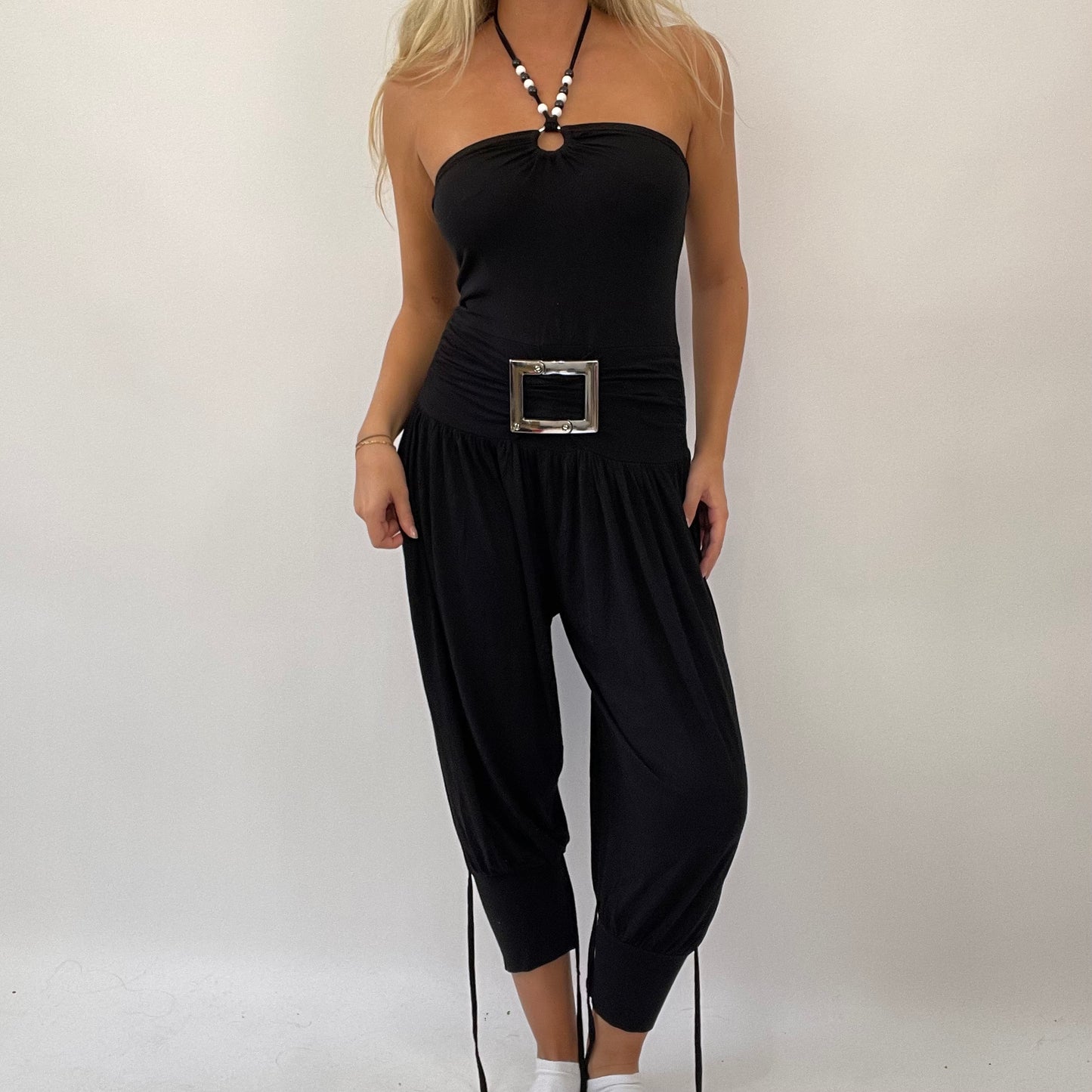 💚 💻 MISS REMASS DROP | small black flowy jumpsuit with oversized buckle