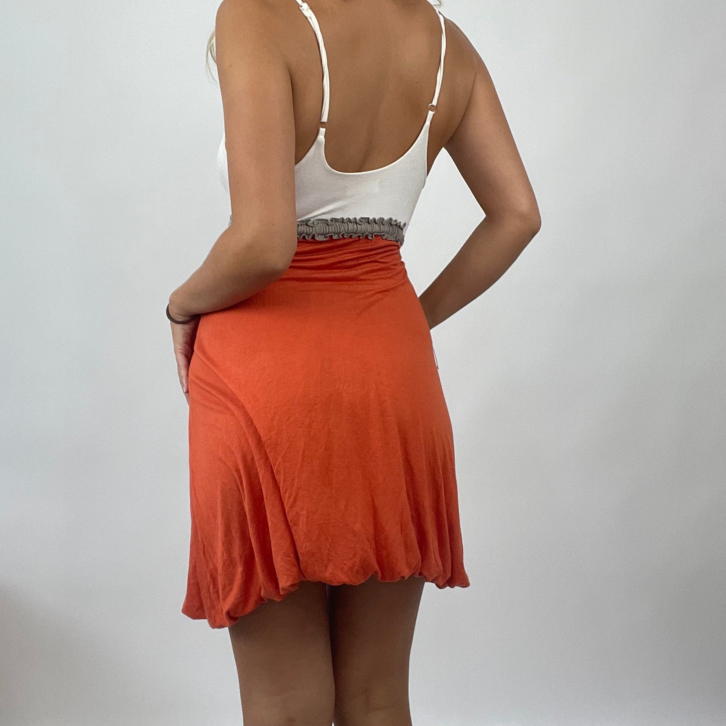 💚 💻 BOAT PARTY DROP | small orange and white tie detail mini dress