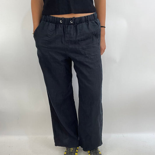 MODEL OFF DUTY DROP | black stretchy linen trousers - small