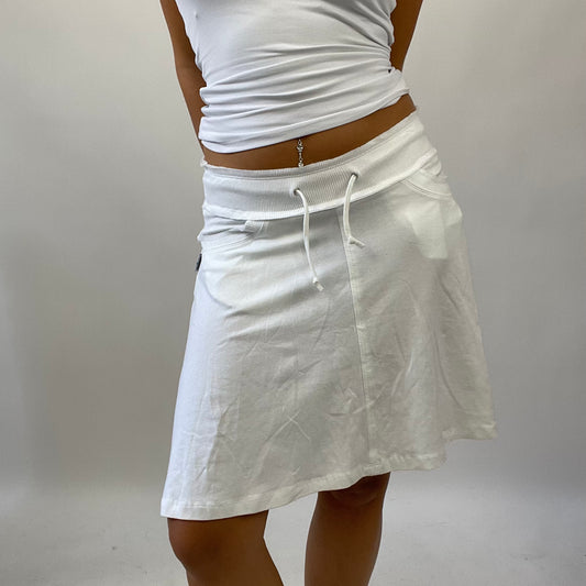 MANHATTAN GIRL DROP | small white drawstring skirt