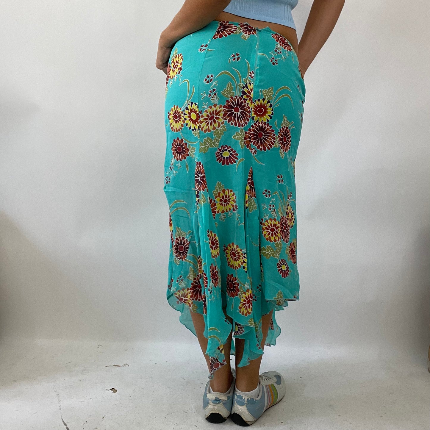 💻EUROPEAN SUMMER DROP | small blue floral floaty maxi skirt
