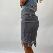 💚 BARBIE DROP - flower power barbie | grey sheer overlay skirt - size small