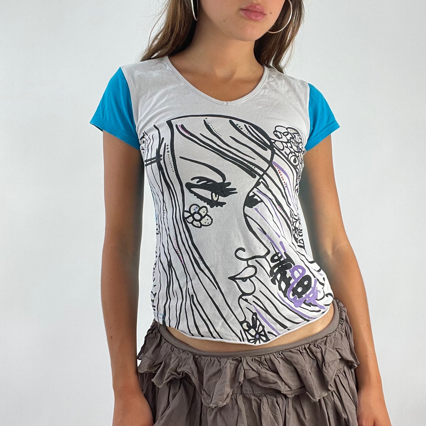 SUMMER ‘IT GIRL’ DROP | blue graphic baby t - size S