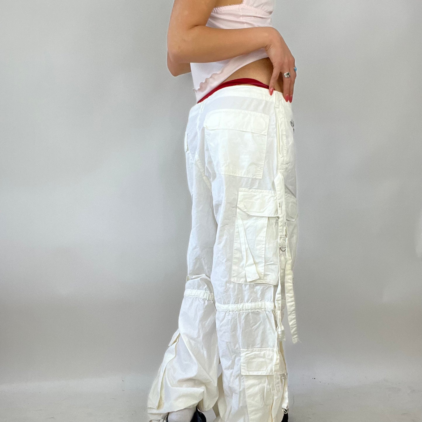 💚 FESTIVAL DROP | large cream cargo trousers with string detail