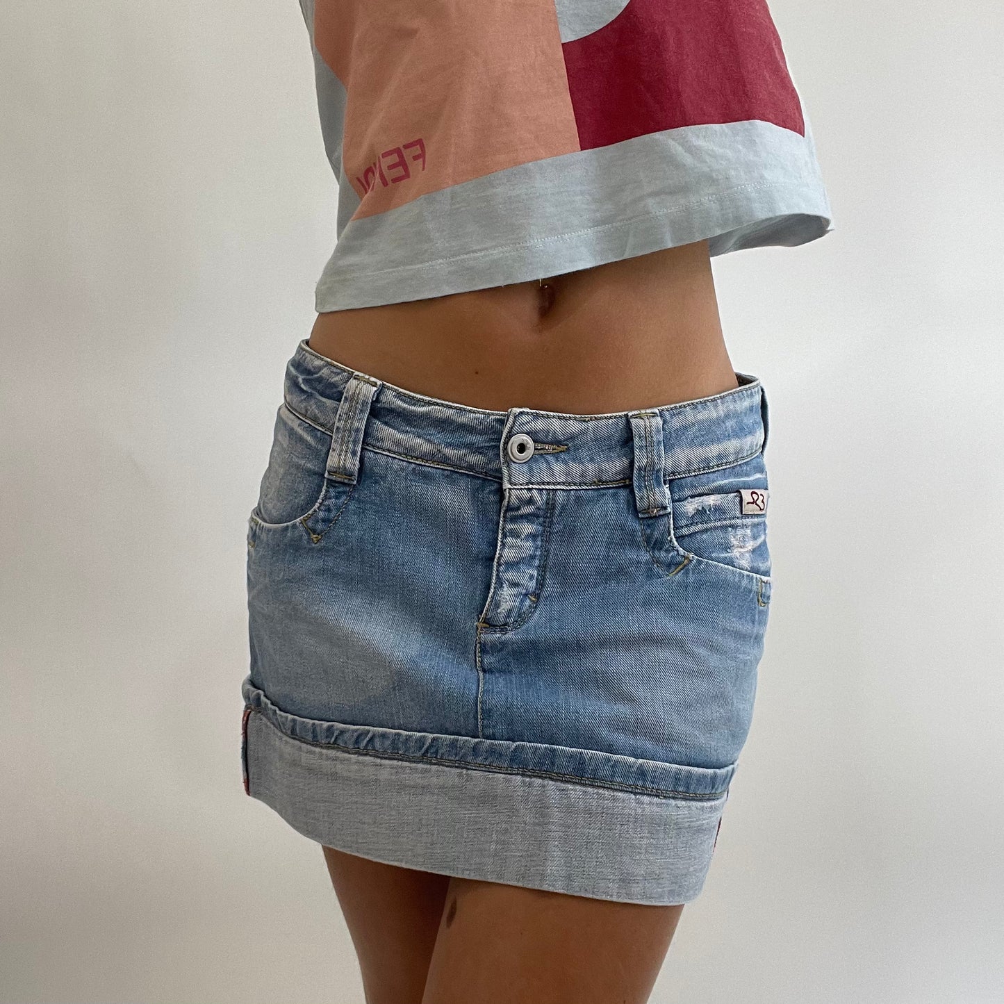 GRUNGE FAIRYCORE DROP | blue denim skirt with fold detail - small