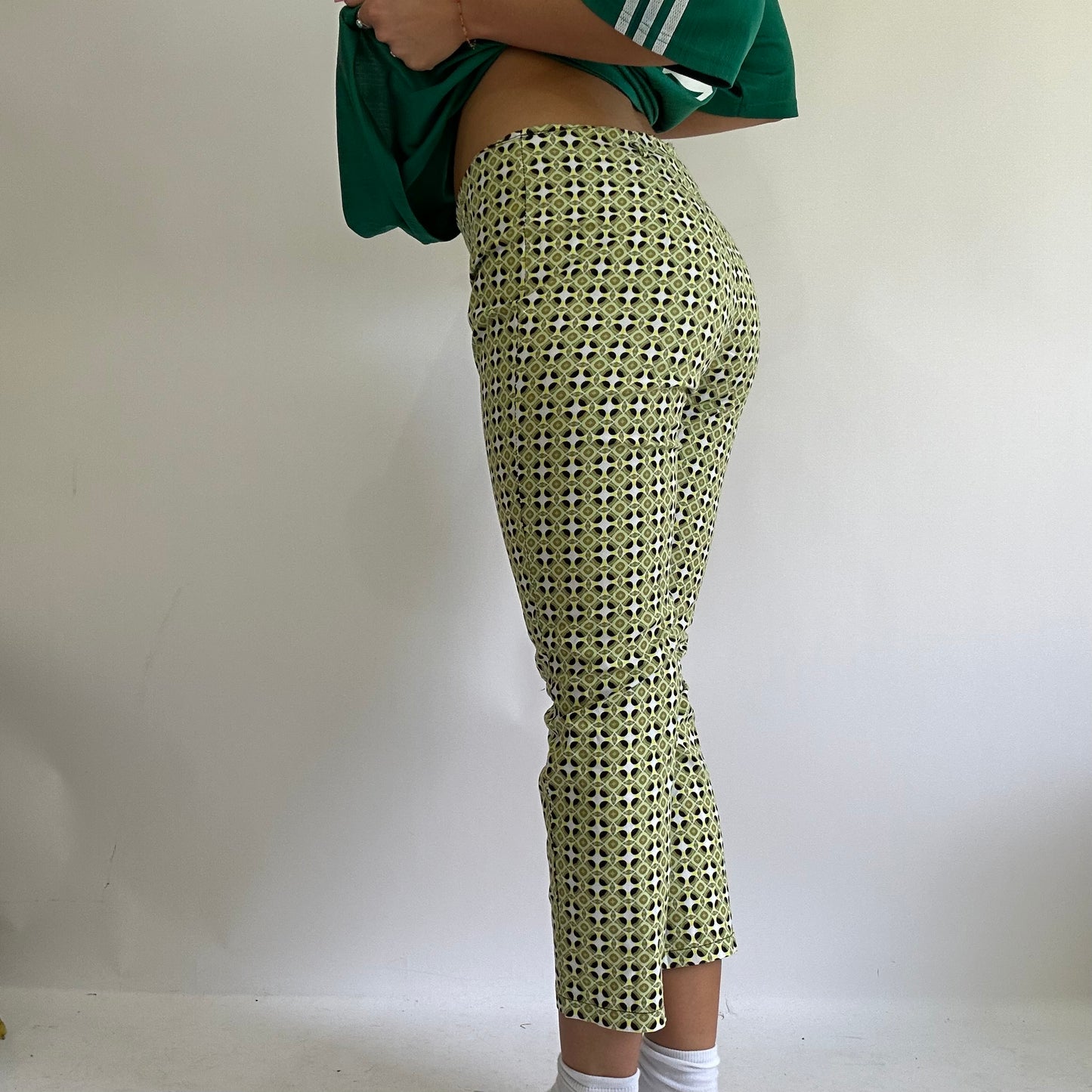 EUROPEAN SUMMER DROP | small green geometric print trousers