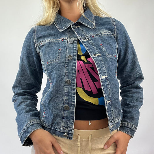 MANHATTAN GIRL DROP | small blue denim jacket with fleece lining