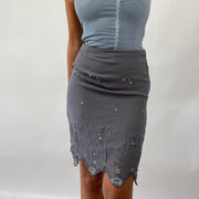💚 BARBIE DROP - flower power barbie | grey sheer overlay skirt - size small