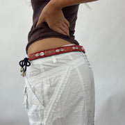 🐚 red skinny shell belt