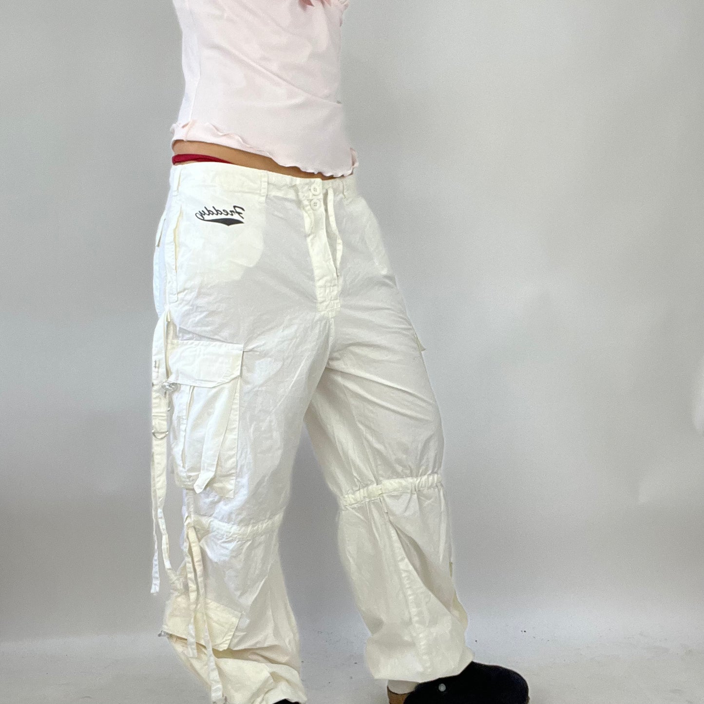 💚 FESTIVAL DROP | large cream cargo trousers with string detail
