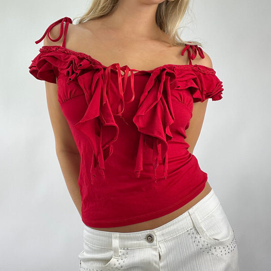 💻 DROP 5 | small red ruffle frill off the shoulder top