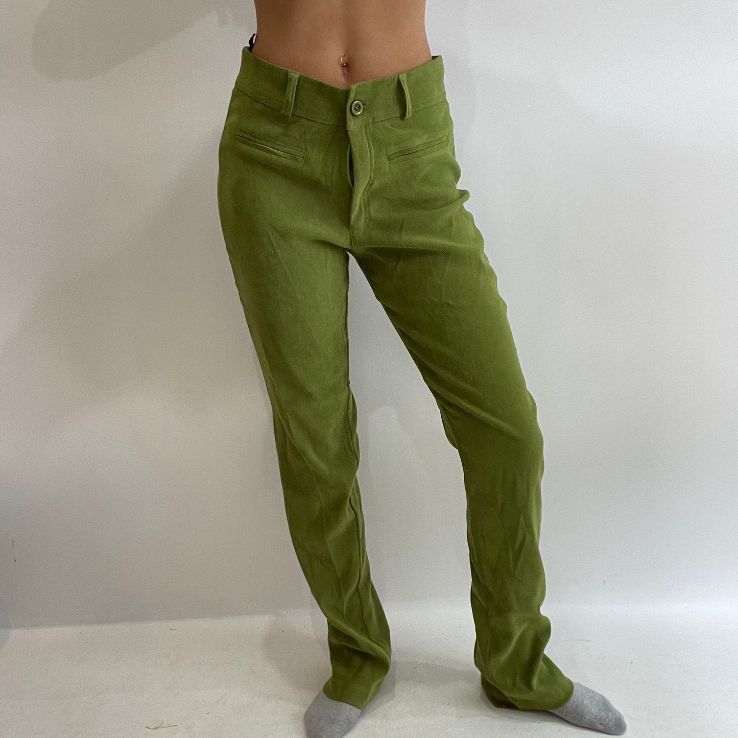 BOHO GIRL DROP | green structured trousers - small