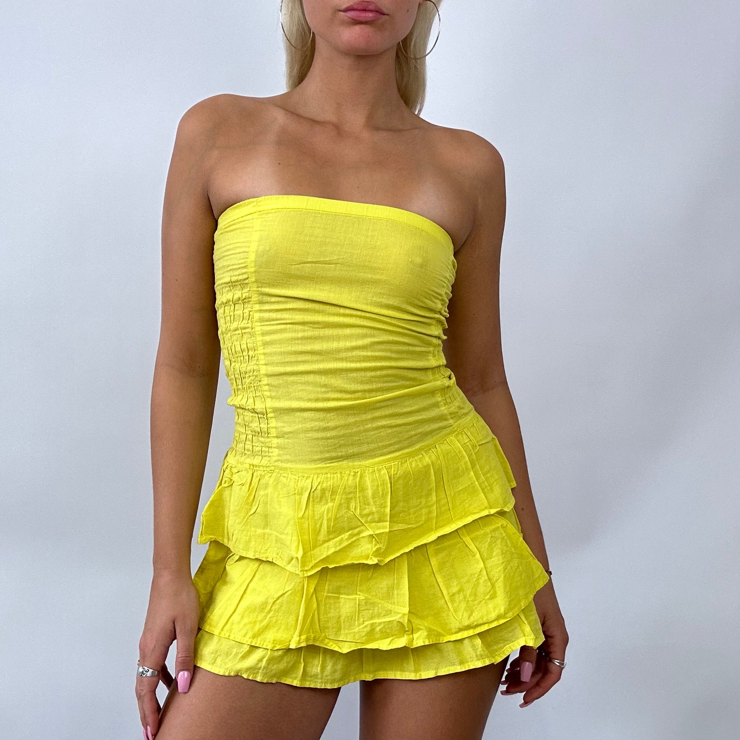 BARBIE DROP | yellow ruffle dress - medium