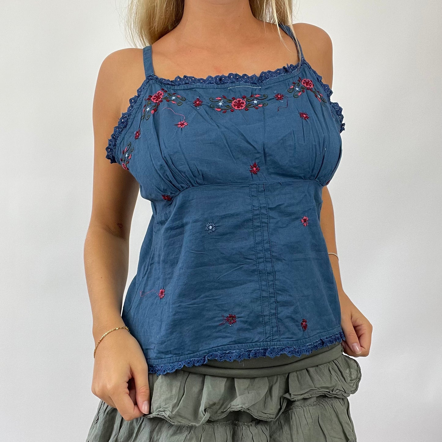 💻EUROPEAN SUMMER DROP | large blue embroidered cami