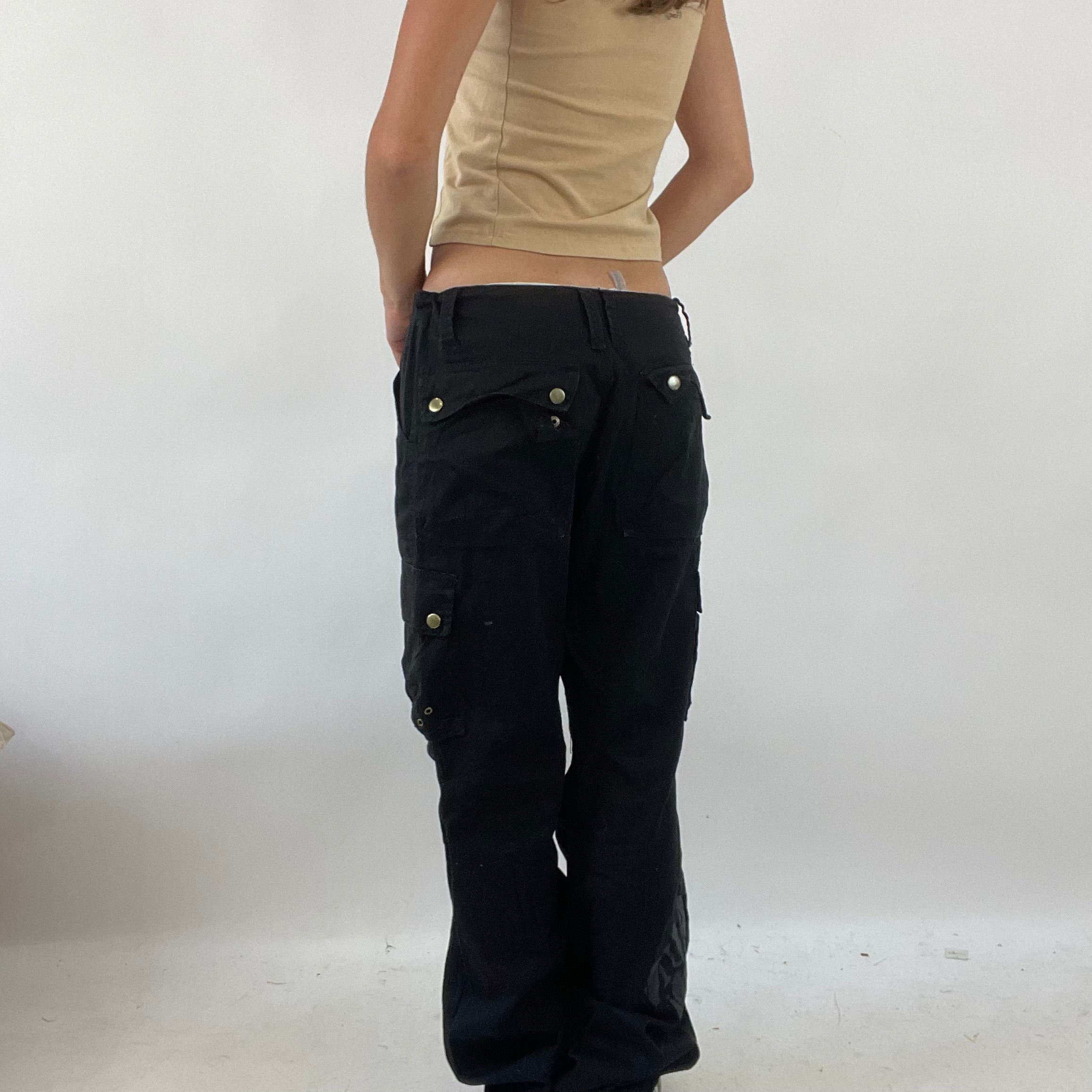 SUMMER IT GIRL DROP black graphic cargo trousers small