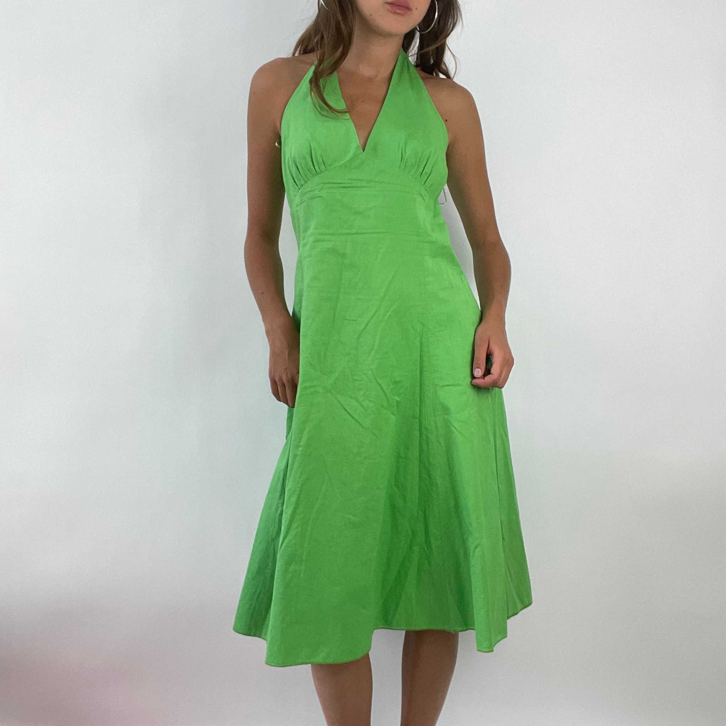 SUMMER IT GIRL DROP green halter neck midi dress small