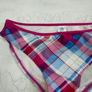 EUROPEAN SUMMER DROP | Pequeno rosa fogo checked bikini botões