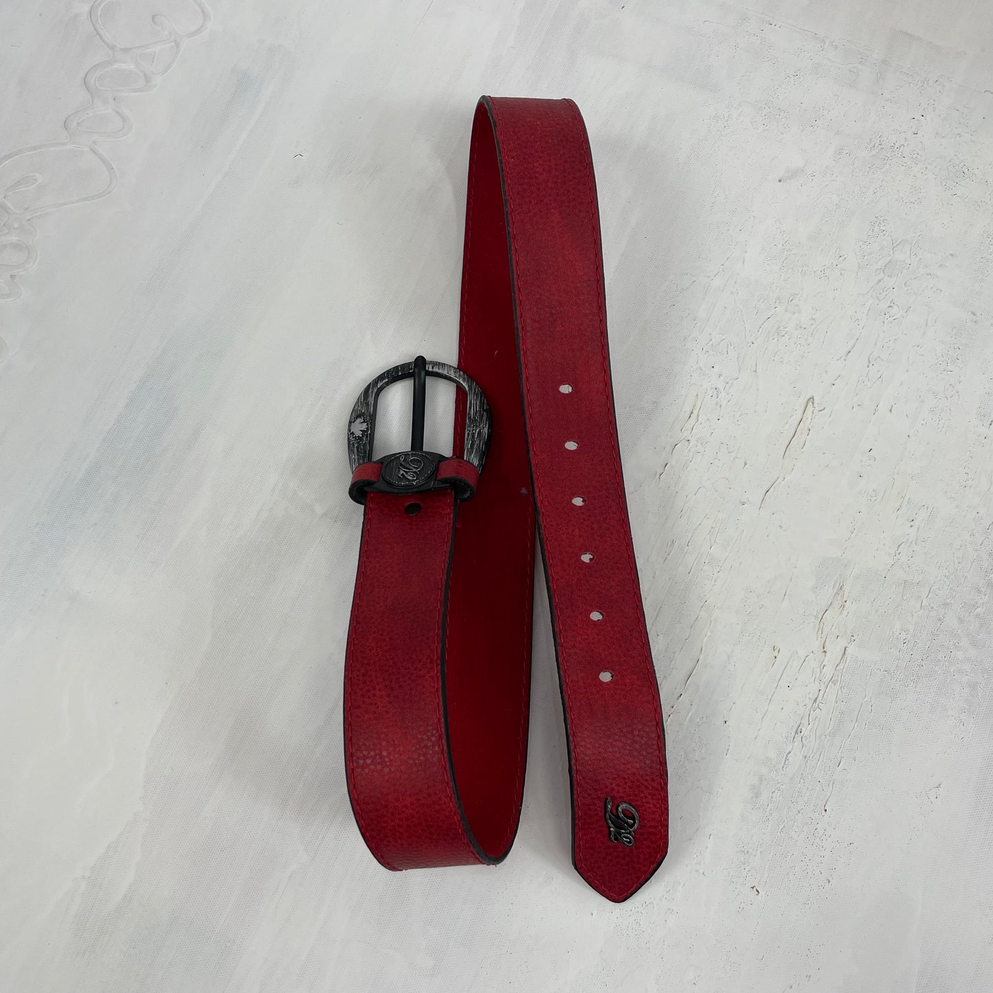 DROP 5 | red belt with silver buckle