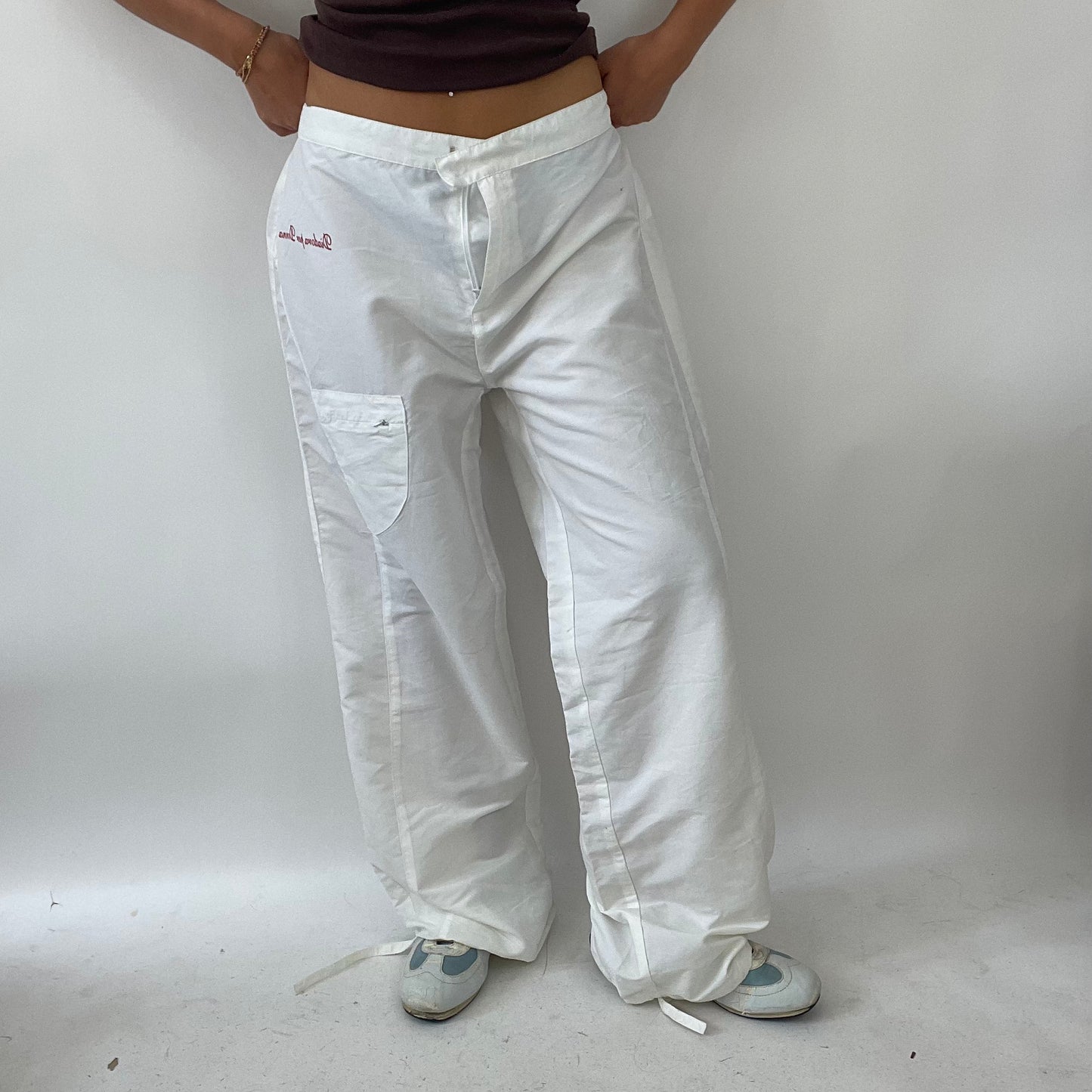 💻 TROPICAL GIRL DROP | white trousers with front graphic - small