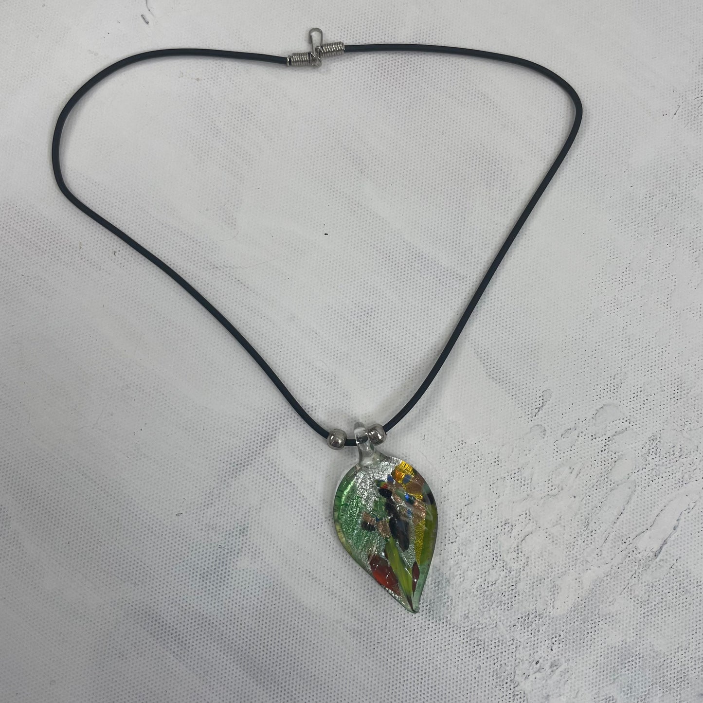 MERMAID CORE DROP | green glass pendant necklace