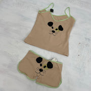 BOAT PARTY DROP | Pequeno cão beige impressão vest e shorts set