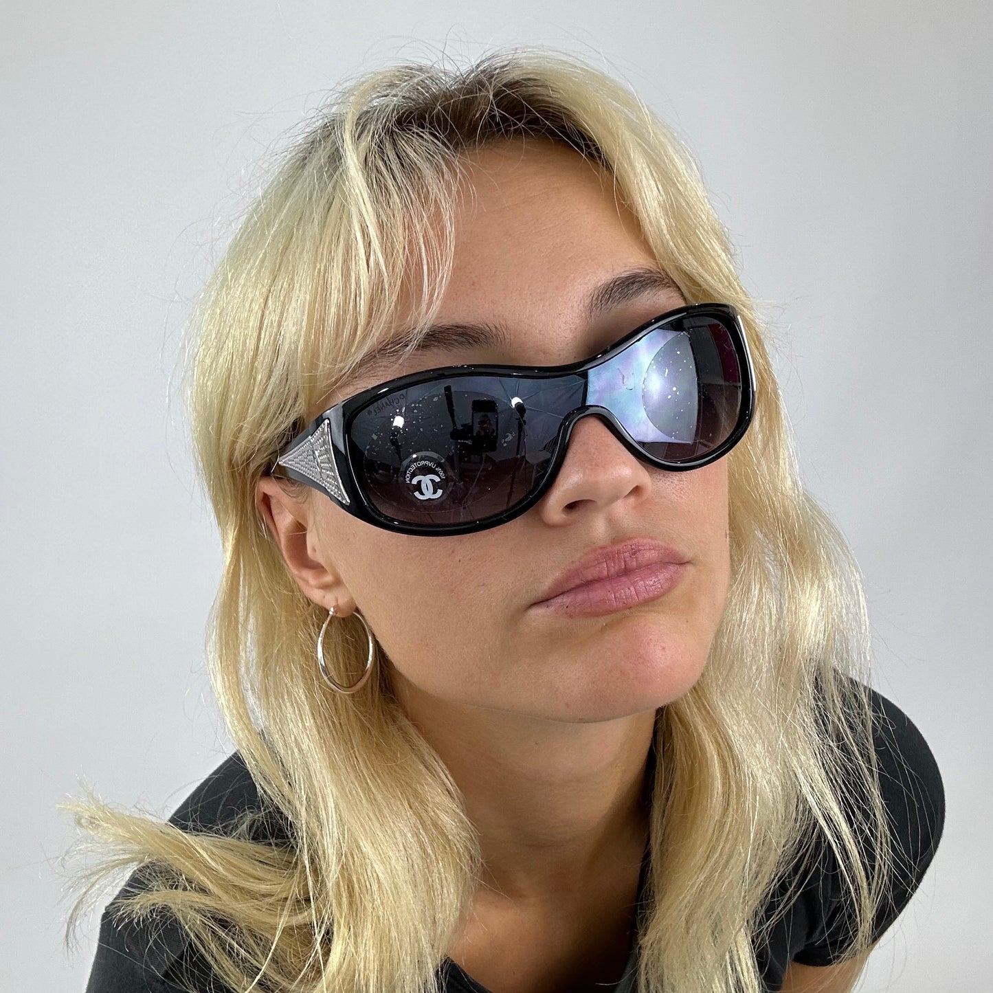 EUROPEAN SUMMER DROP | small black chanel style diamanté sunglasses