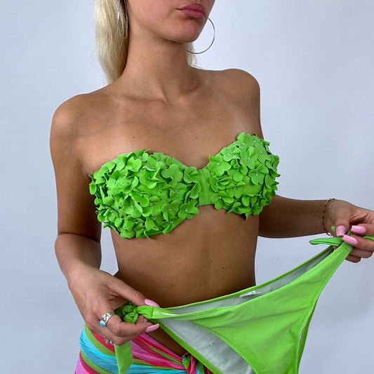 🩵 💻 BARBIE DROP - beach barbie | medium green bikini with 3D flower details