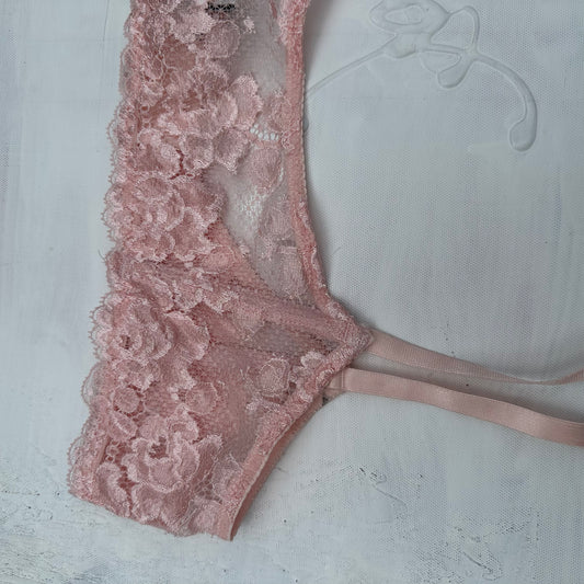 DAINTY DROP | pink lace suspenders - small