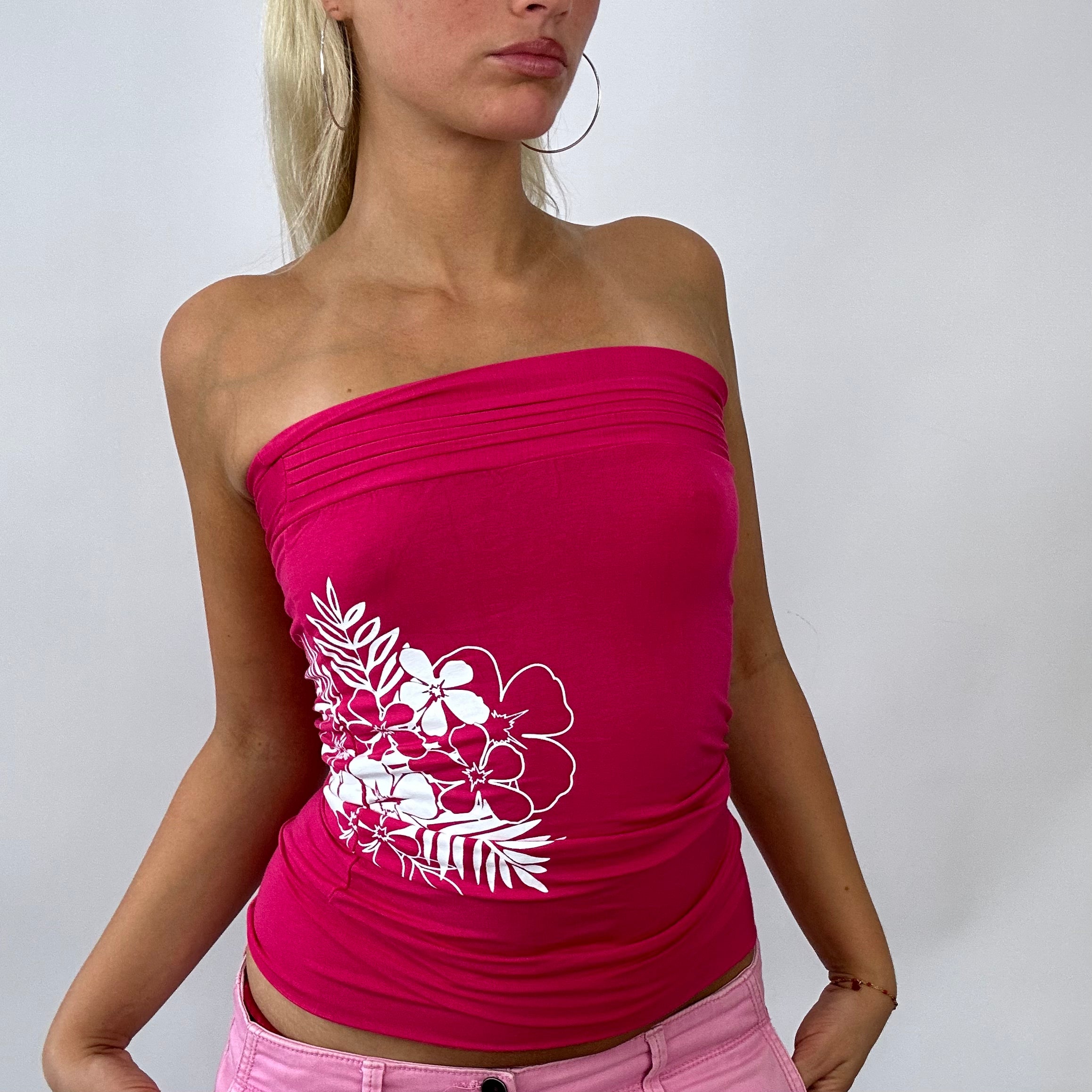 Neon pink 2025 boob tube