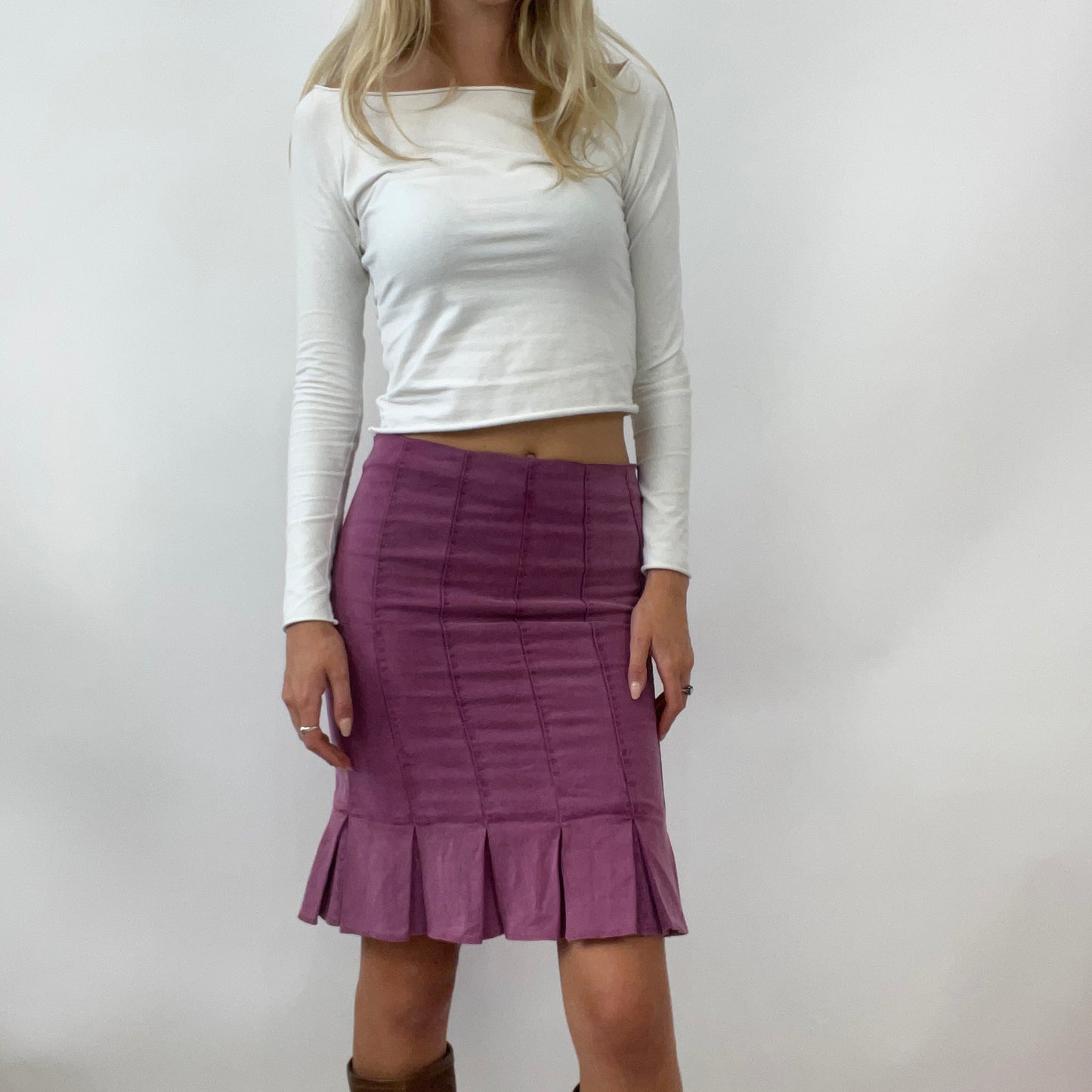 BARBIE DROP - pop star barbie | purple pleated midi skirt - small