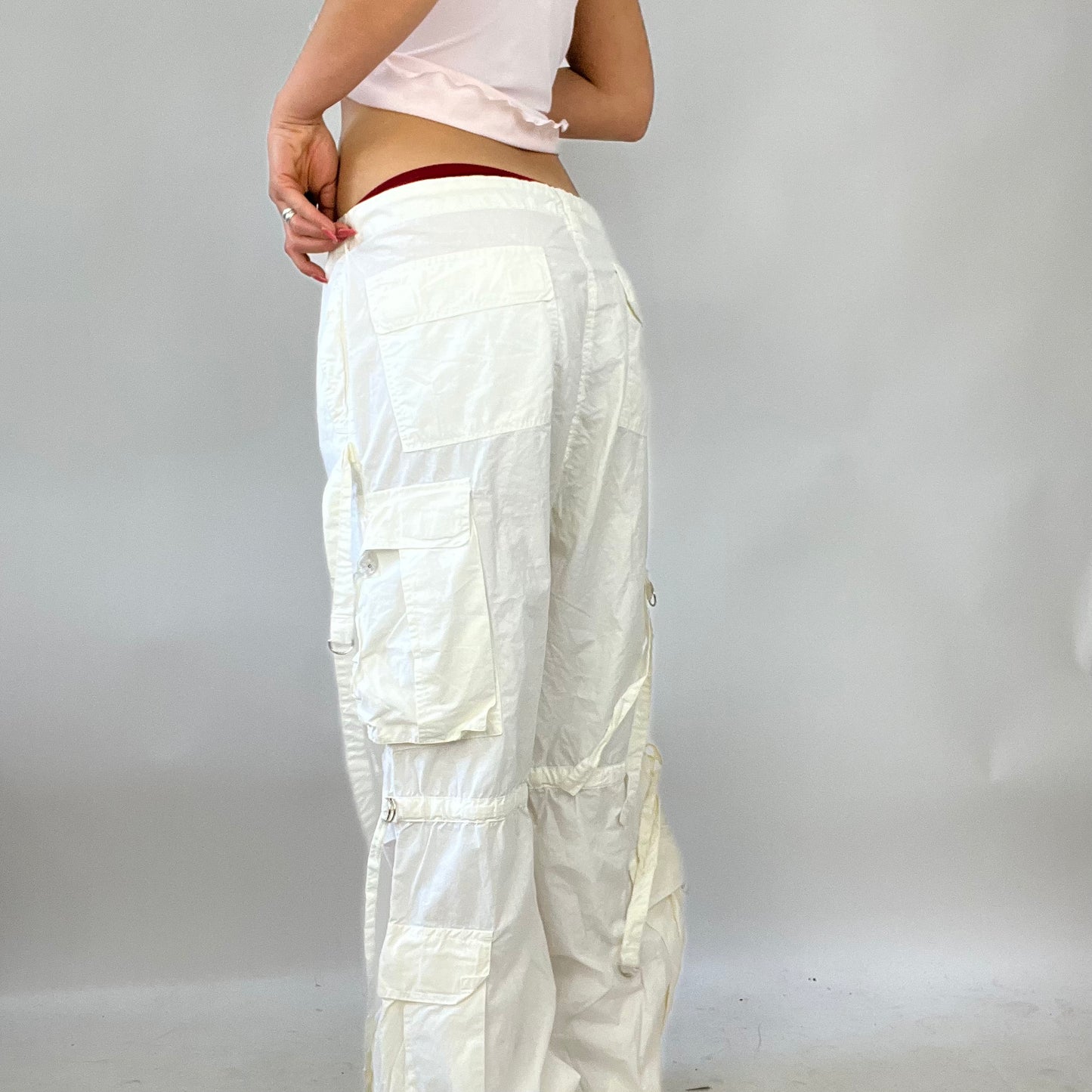 💚 FESTIVAL DROP | large cream cargo trousers with string detail