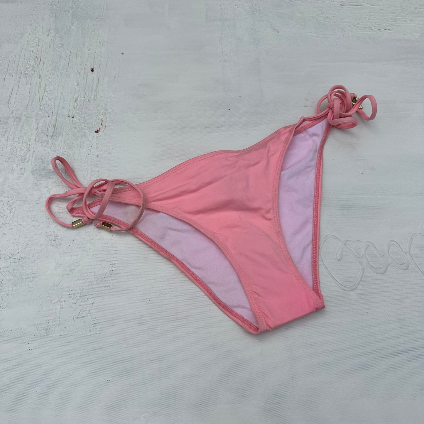 DAINTY DROP | pink tie side bikini bottoms - large