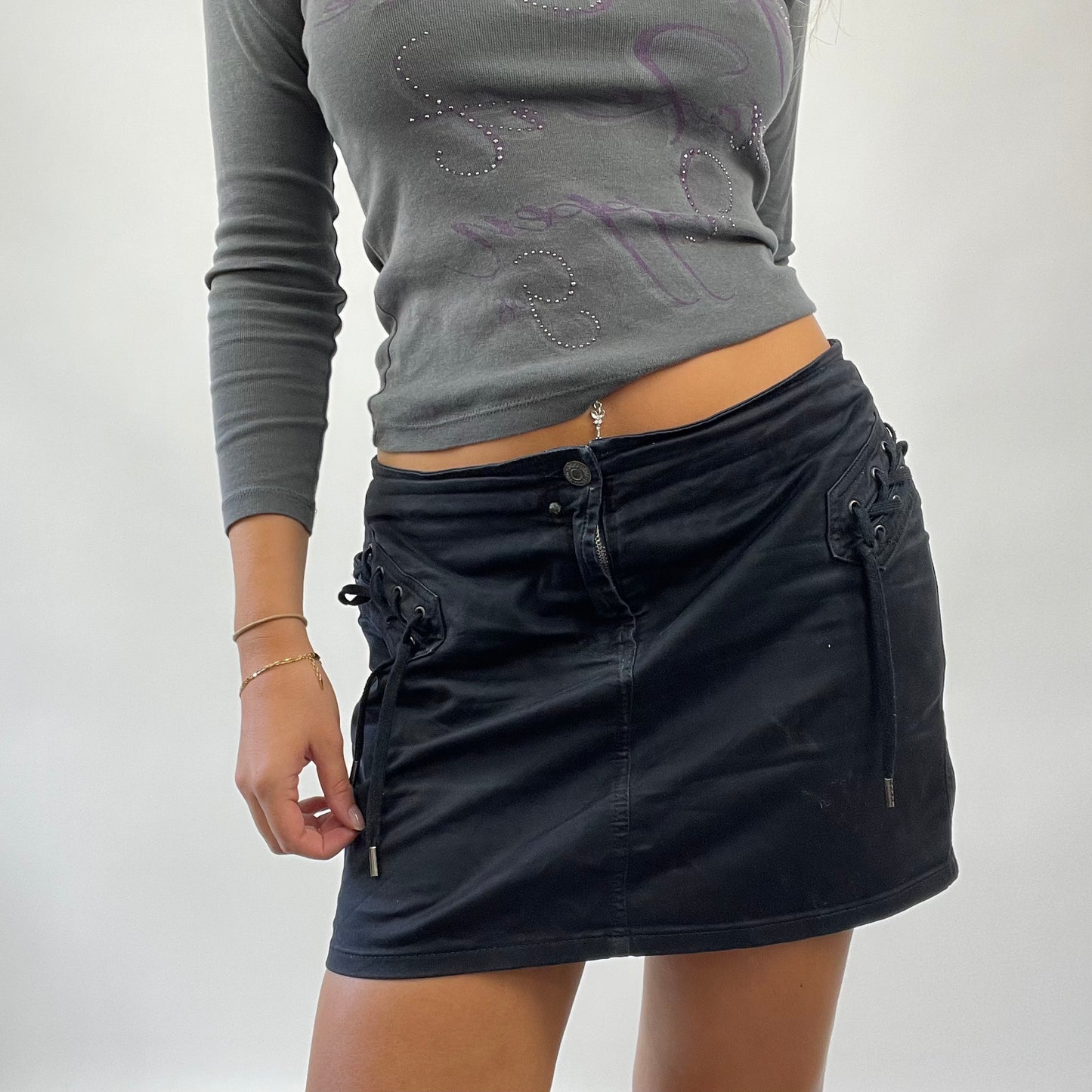 MISS REMASS DROP | small black dkny lace up mini skirt