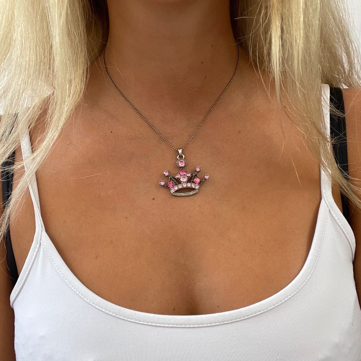 💻EUROPEAN SUMMER DROP | pink diamanté crown necklace