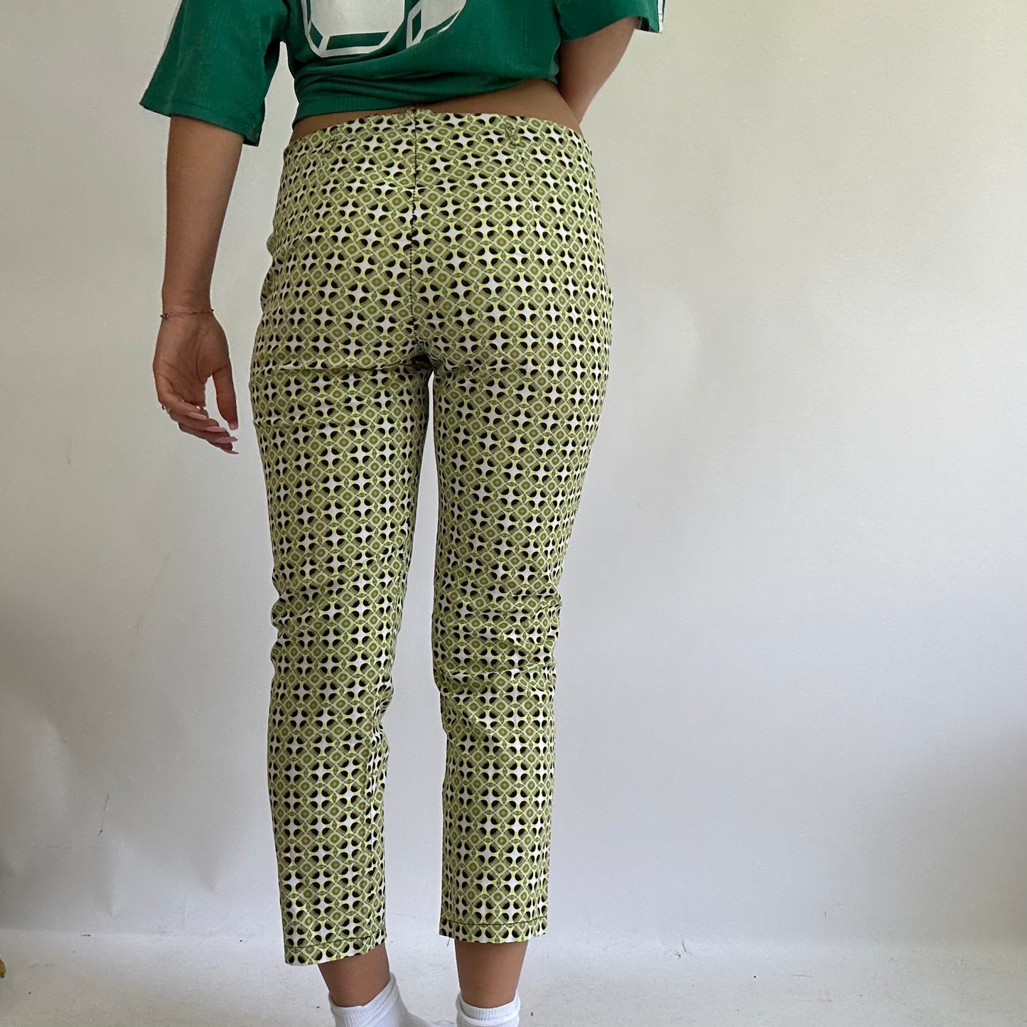 EUROPEAN SUMMER DROP | small green geometric print trousers