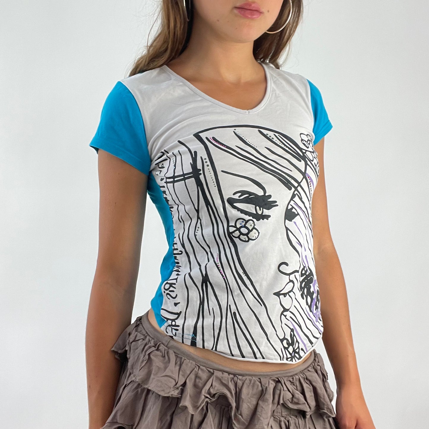 SUMMER ‘IT GIRL’ DROP | blue graphic baby t - size S
