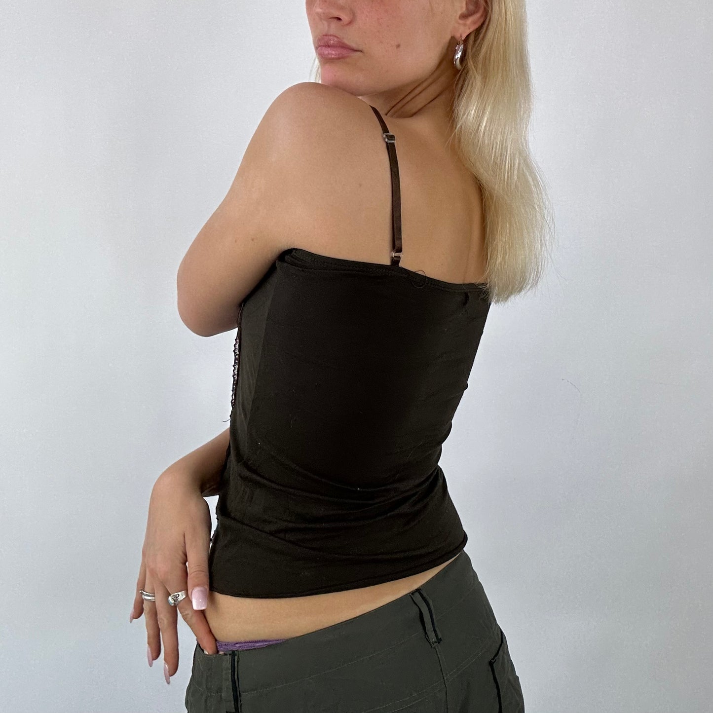 💚 💻 BOHO GIRL DROP | small chocolate brown panel ruched vest top