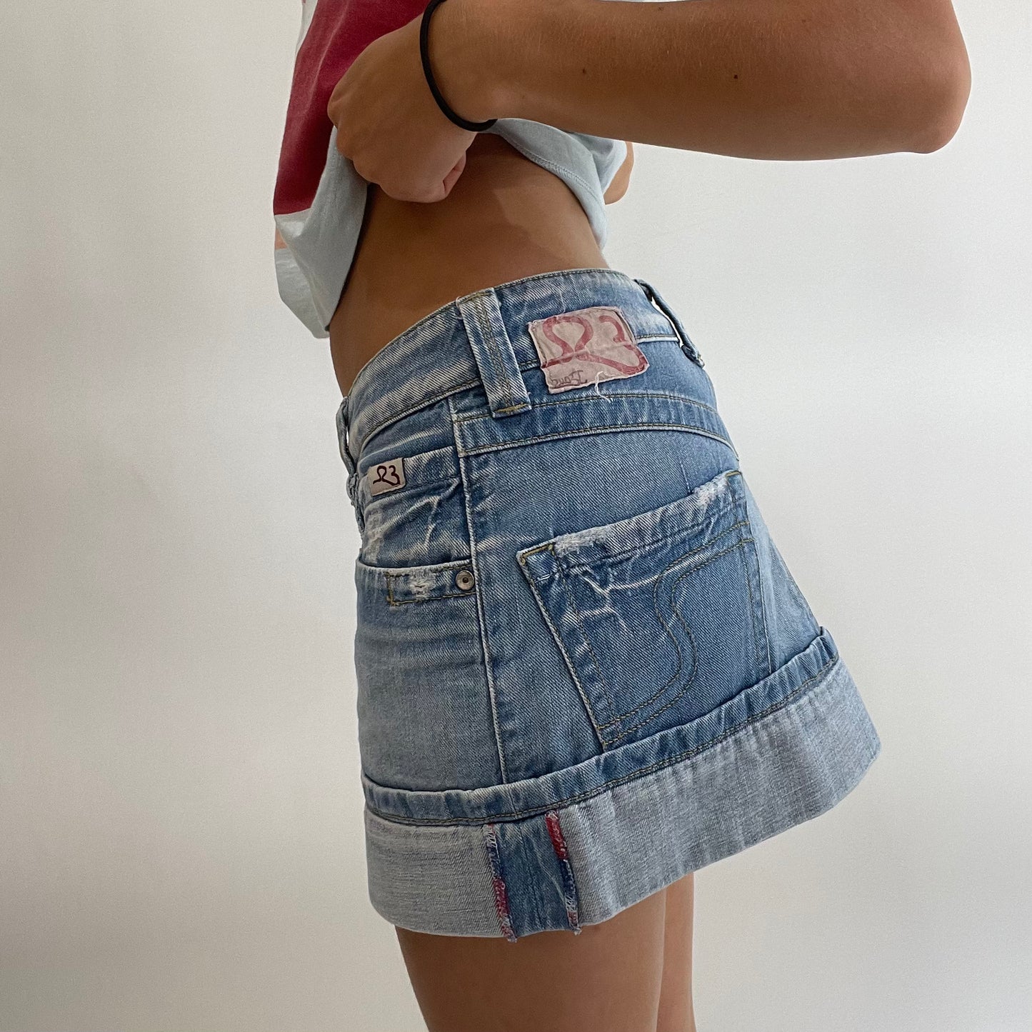 GRUNGE FAIRYCORE DROP | blue denim skirt with fold detail - small