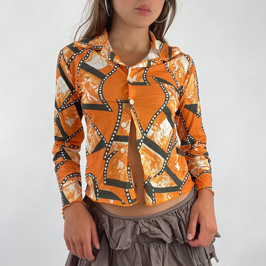 SUMMER ‘IT GIRL’ DROP | orange patterned button up top - small