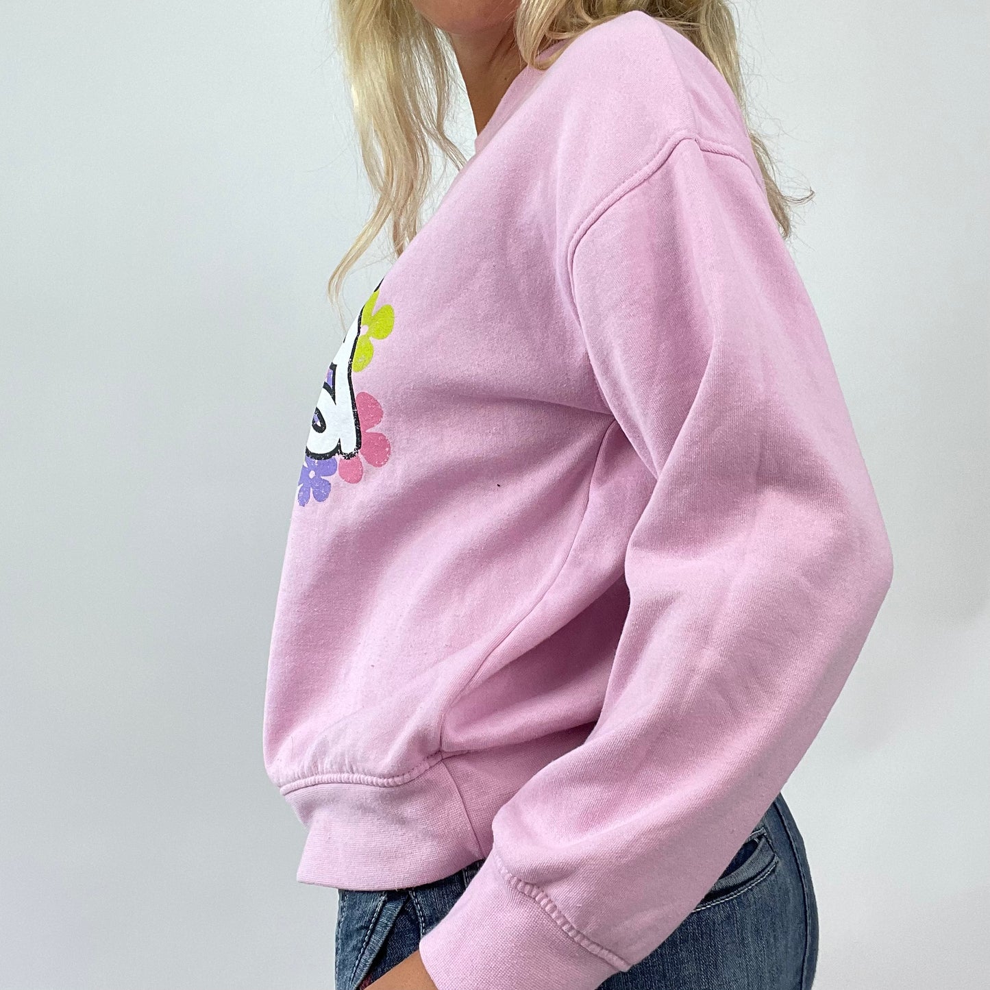 💚 💻 BARBIE DROP - college barbie | small baby pink jumper with ‘barbie’ spell out and flower graphic