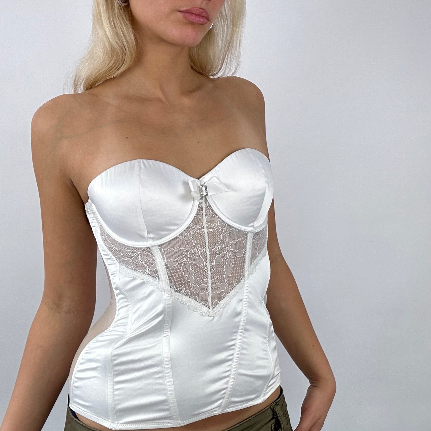 💚💻 DAINTY DROP | small white strapless bandeau corset
