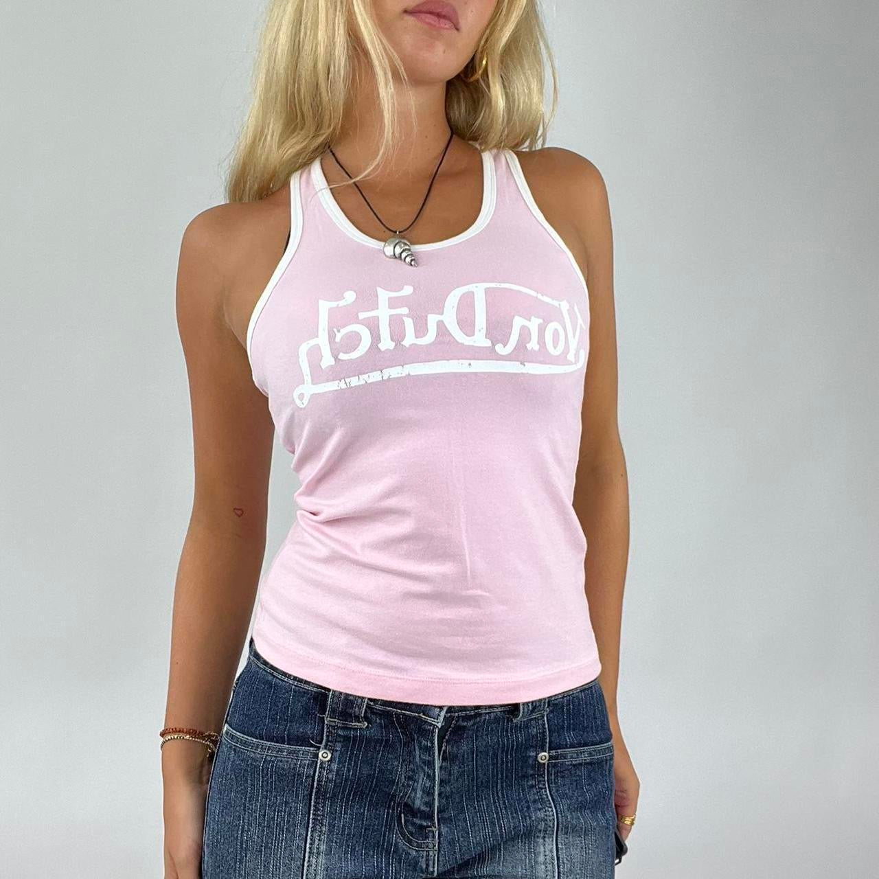 ‼️von dutch baby pink and white vest top