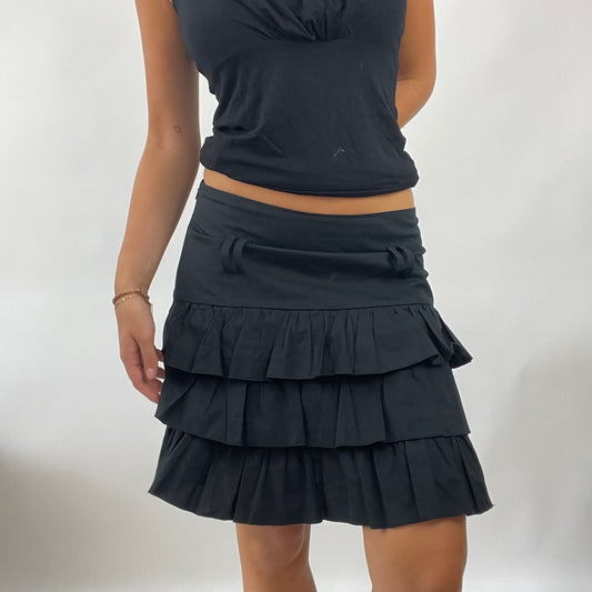 GRUNGE FAIRYCORE DROP | black ruffle skirt - small