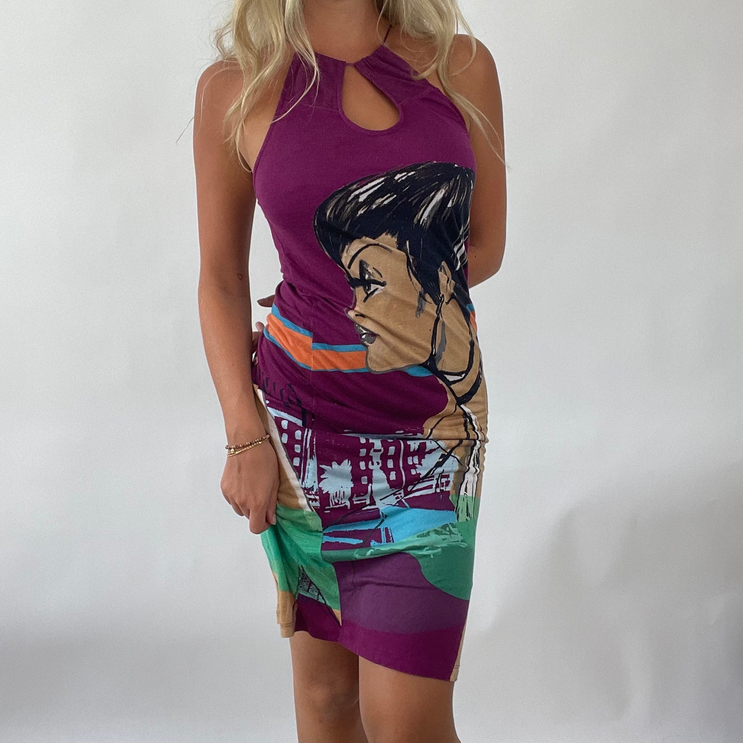 💻 TROPICAL GIRL DROP | custo barcelona purple graphic dress - small