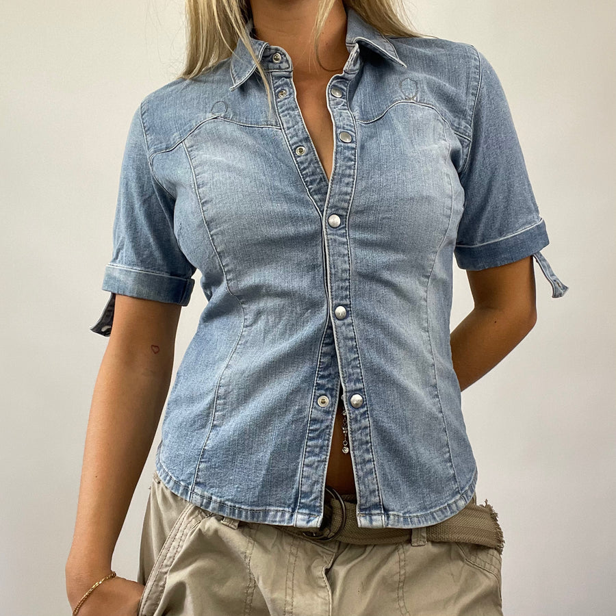 MANHATTAN GIRL DROP | camisa de denim pequeña camisa de manga