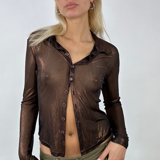 💻 DAINTY DROP | small brown metallic shirt