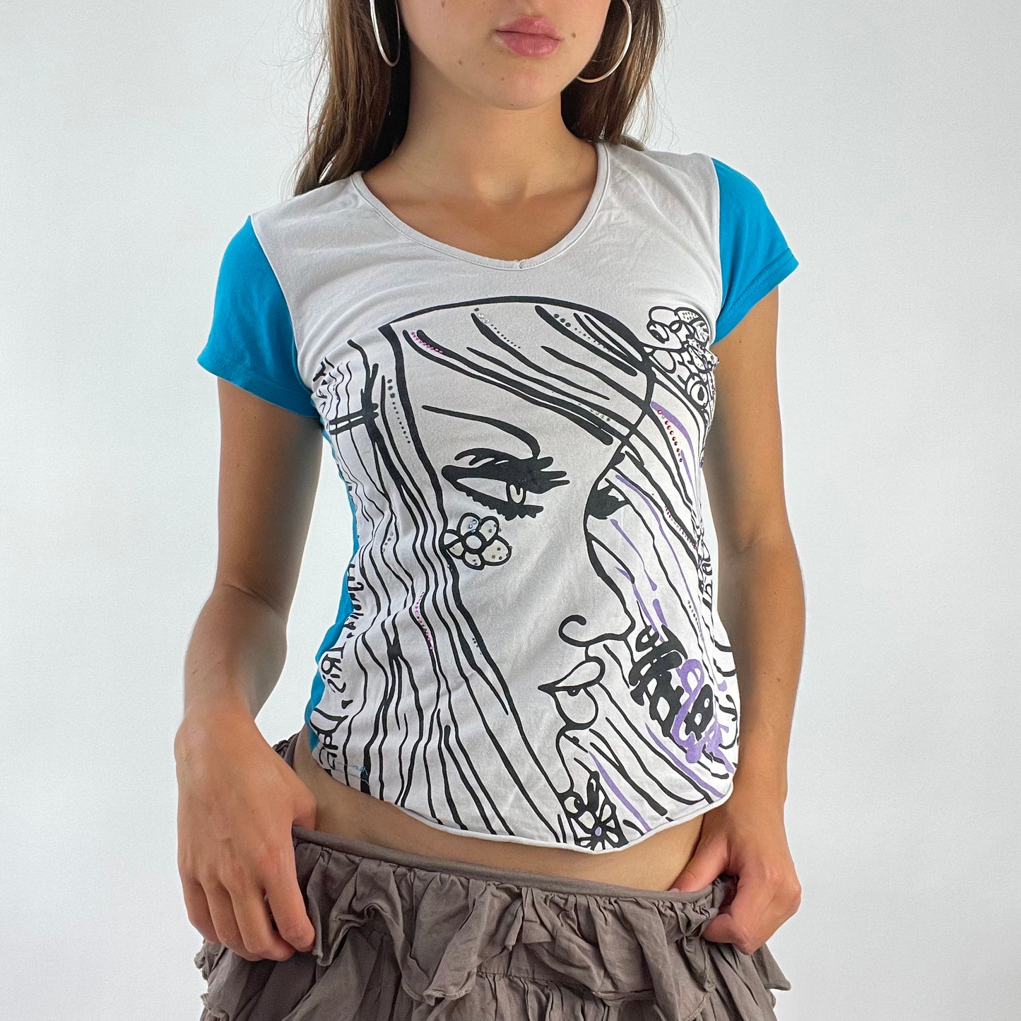 SUMMER ‘IT GIRL’ DROP | blue graphic baby t - size S