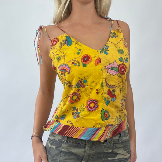 💻 BOAT PARTY DROP | medium yellow floral top with tie straps