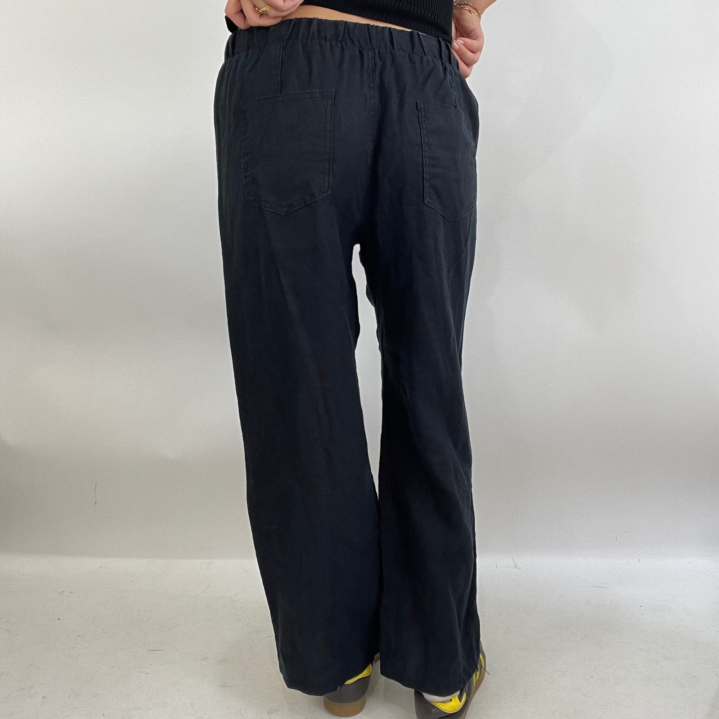 MODEL OFF DUTY DROP  black stretchy linen trousers - small – remass